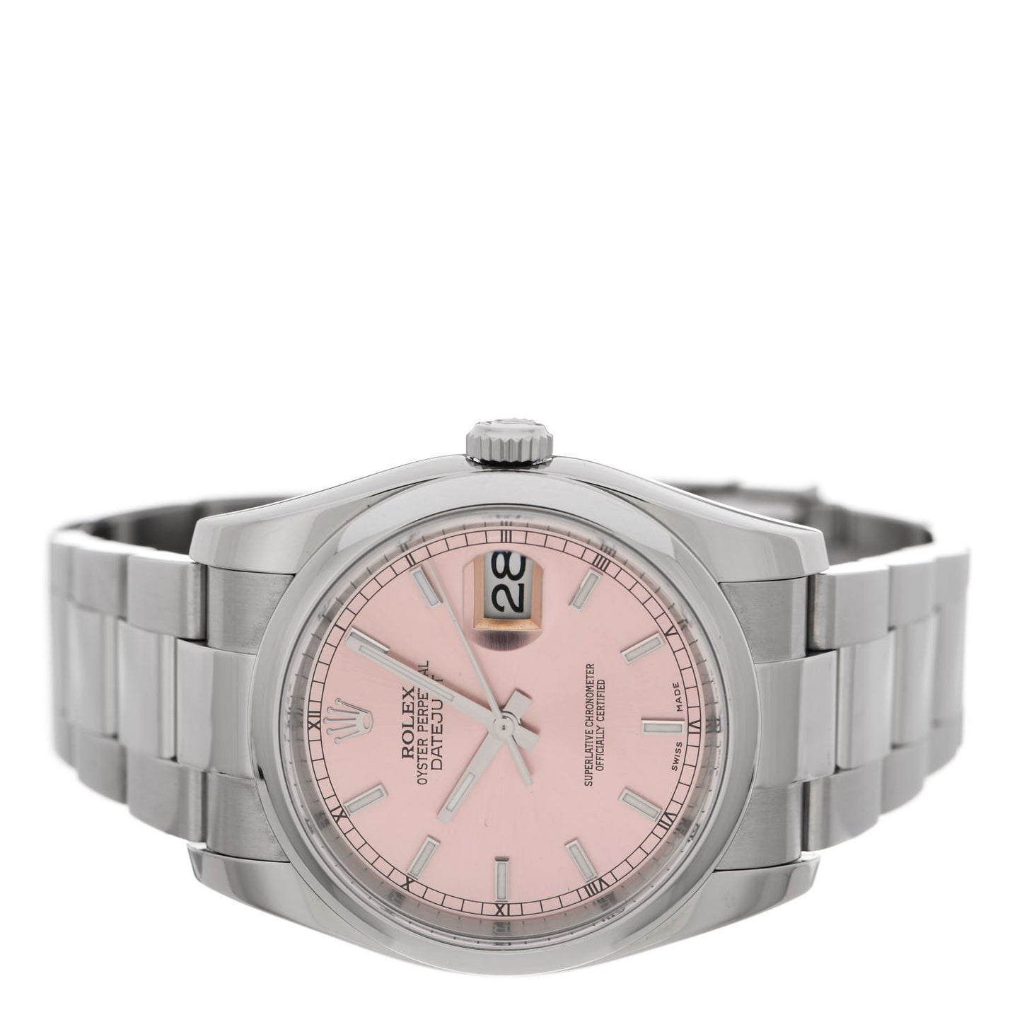 Stainless Steel 36mm Oyster Perpetual Datejust Watch Pink 116200
