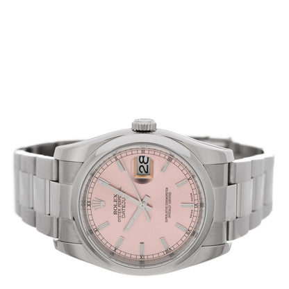 Rolex Stainless Steel 36mm Oyster Perpetual Datejust Watch Pink 116200 2 of 6