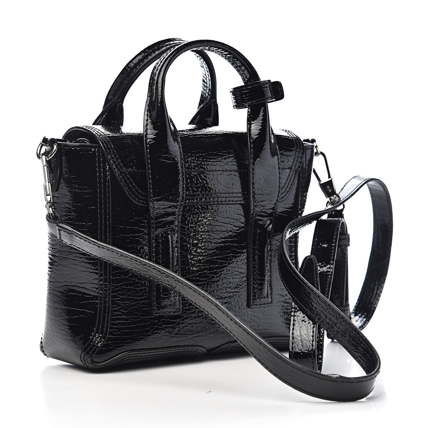 3.1 Textured Patent Mini Pashli Satchel Black