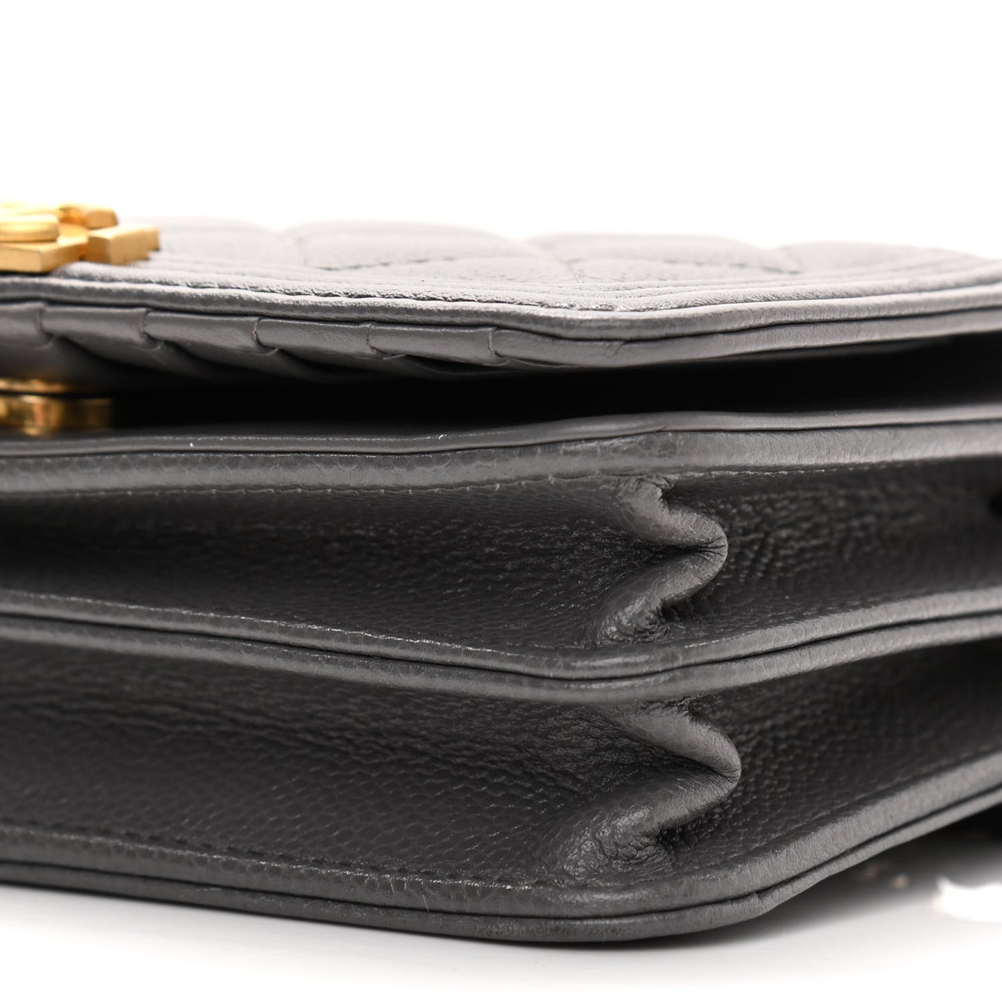 Caviar Quilted Mini Boy Wallet On Chain WOC Dark Gray