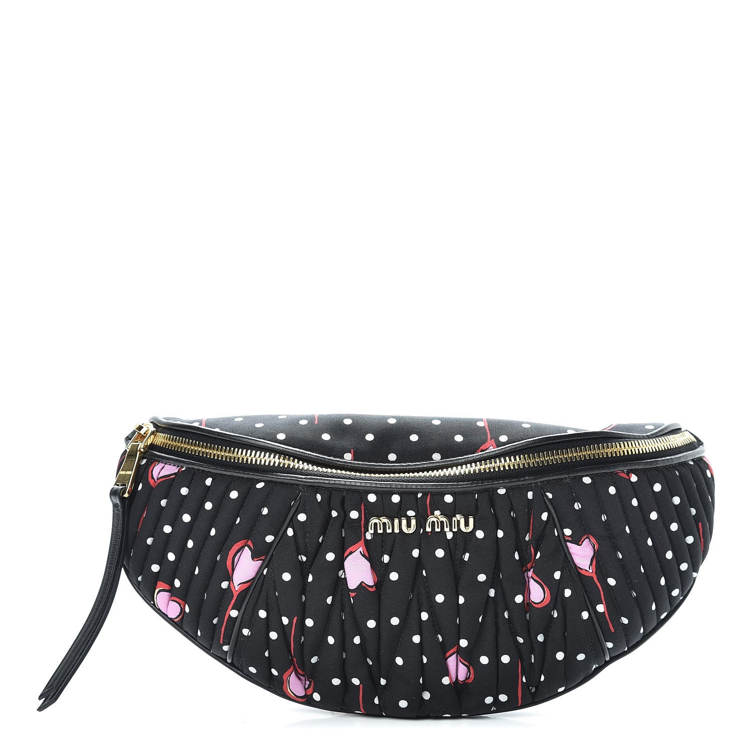Miu Miu Faille Matelasse Heart Print Belt Bag Black Rosa Cu 1 of 10