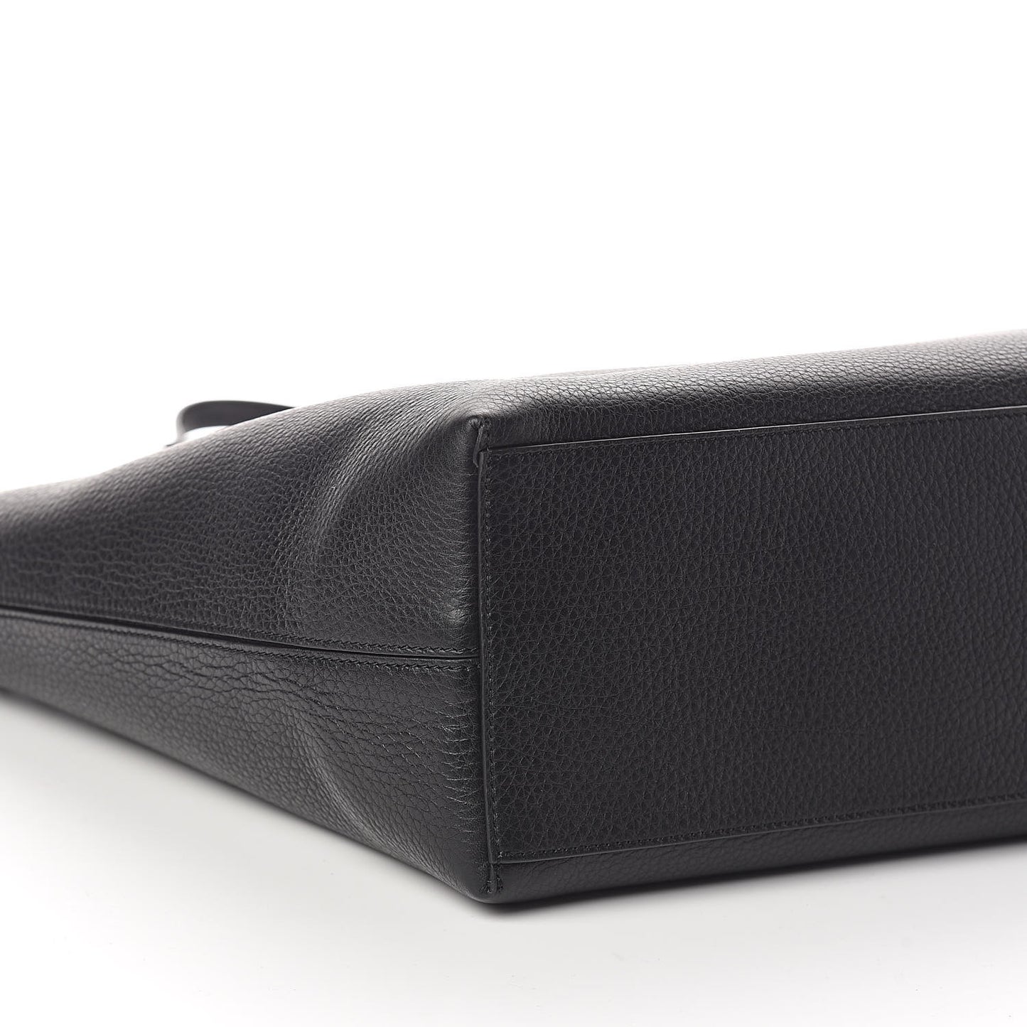 Grained Calfskin Rockstud Shoulder Tote Black