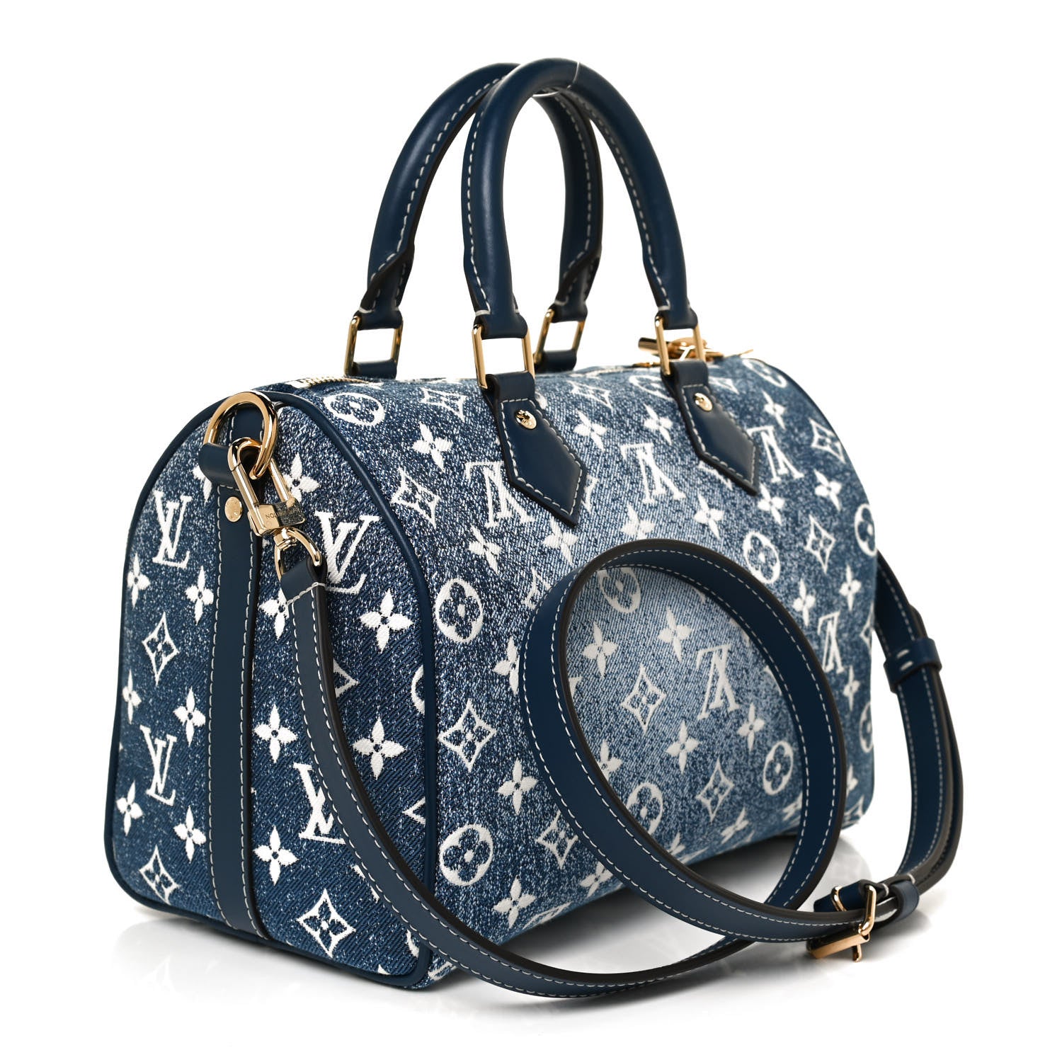 Louis Vuitton Monogram Jacquard Denim Speedy Bandouliere 25 Bleu 3 of 11