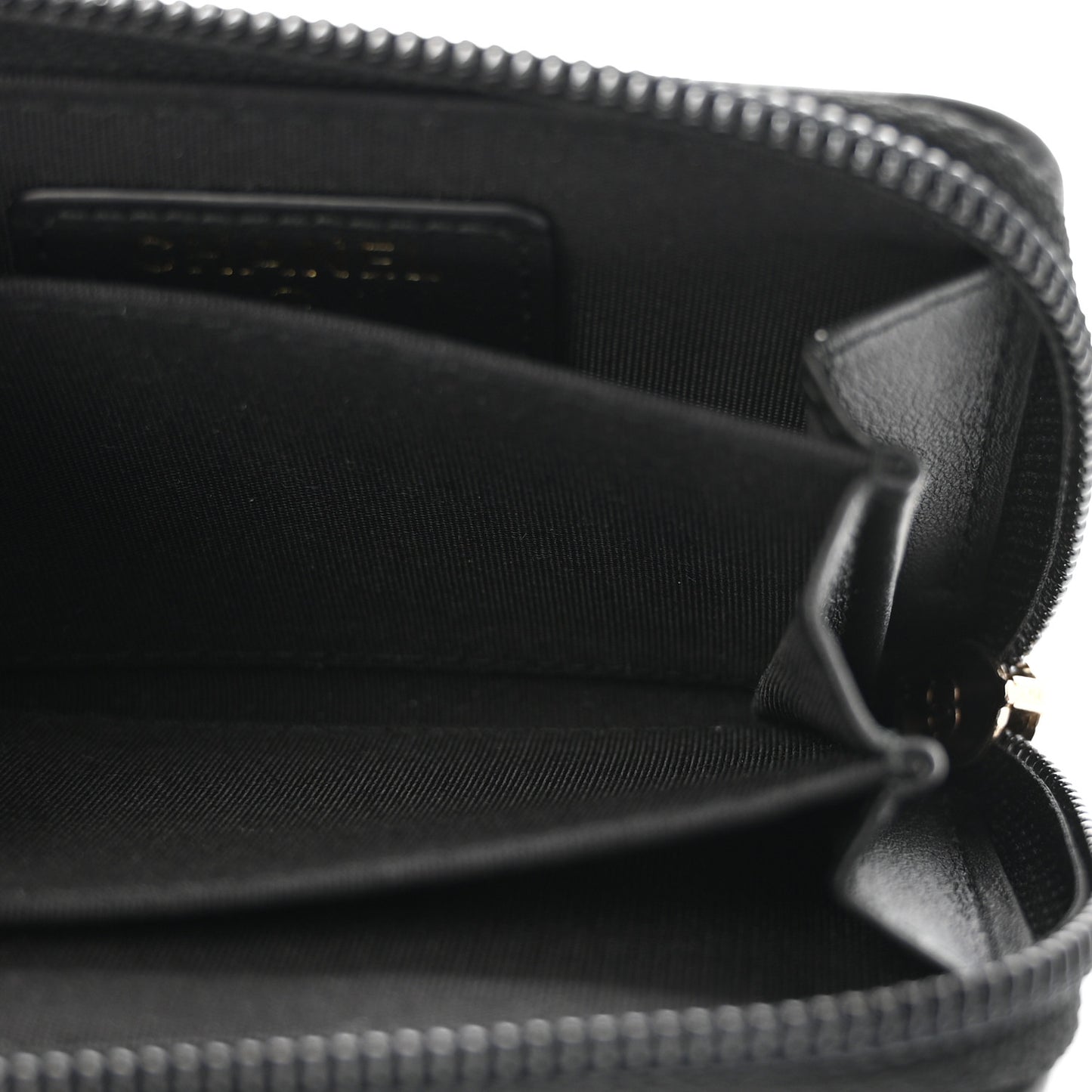 Caviar Quilted Boy Zip Around Coin Purse Wallet Black