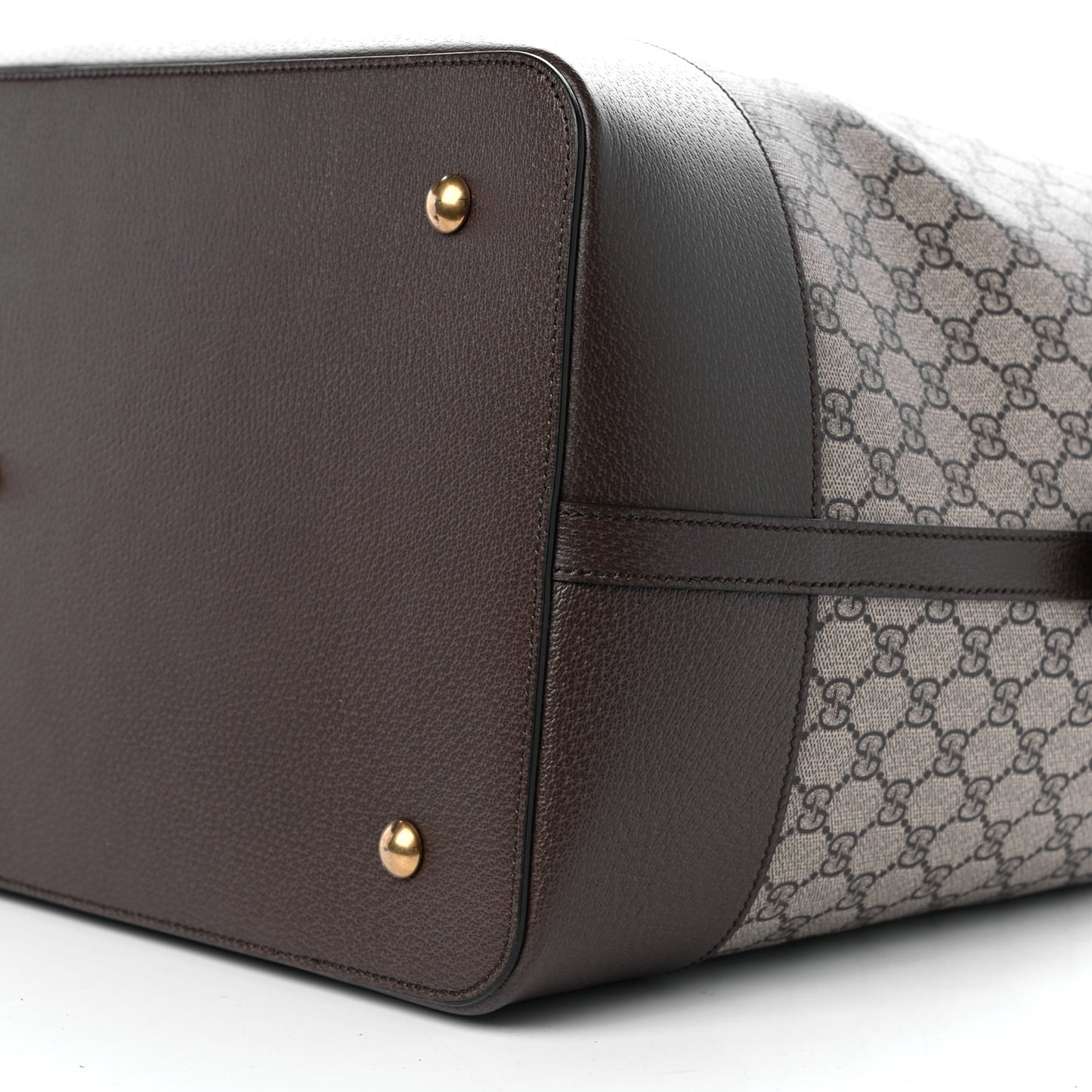 GG Supreme Monogram Textured Dollar Calfskin Web Savoy Travel Bag Beige Ebony New Acero