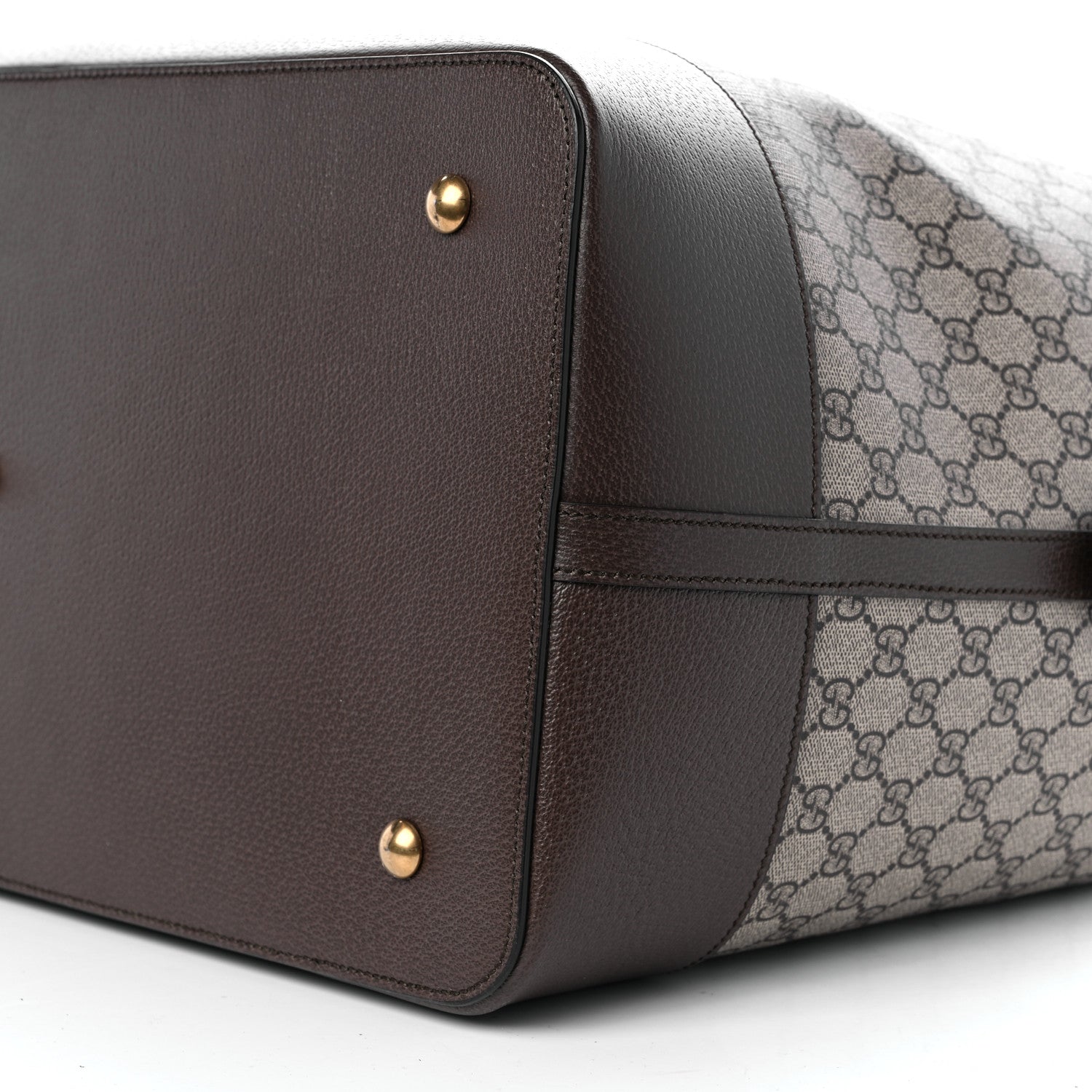 Gucci GG Supreme Monogram Textured Dollar Calfskin Web Savoy Travel Bag Beige Ebony New Acero 9 of 10