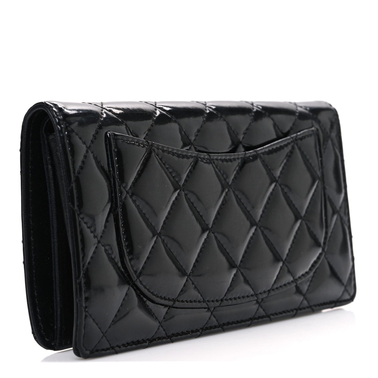 Patent Calfskin Quilted Yen Wallet So Black