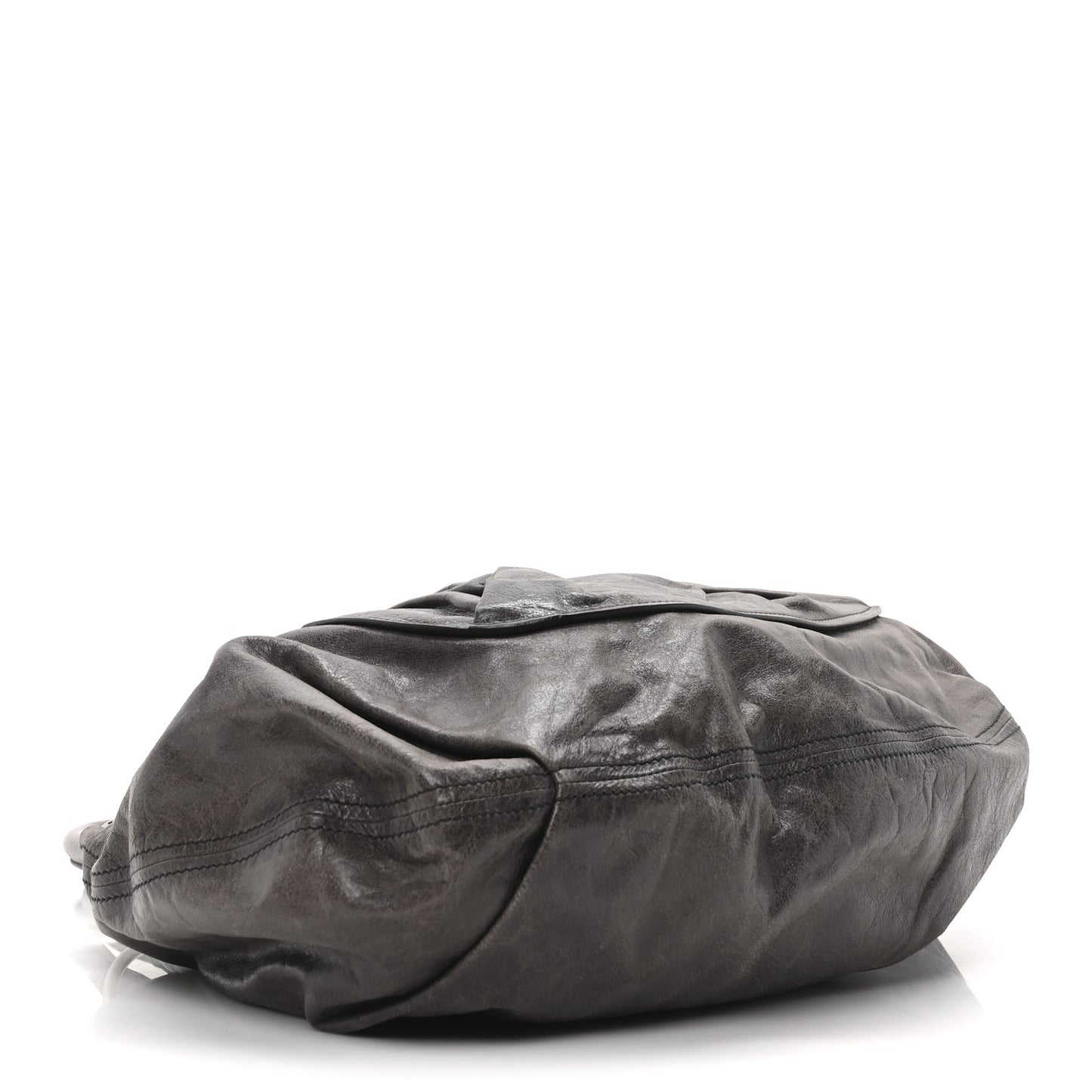 Vitello Pleated Hobo Grey