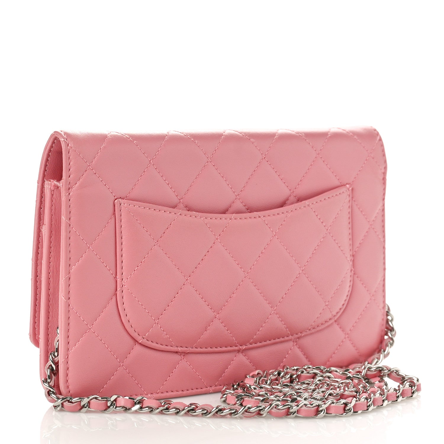 Chanel Lambskin Quilted Wallet On Chain WOC Pink 2 of 10