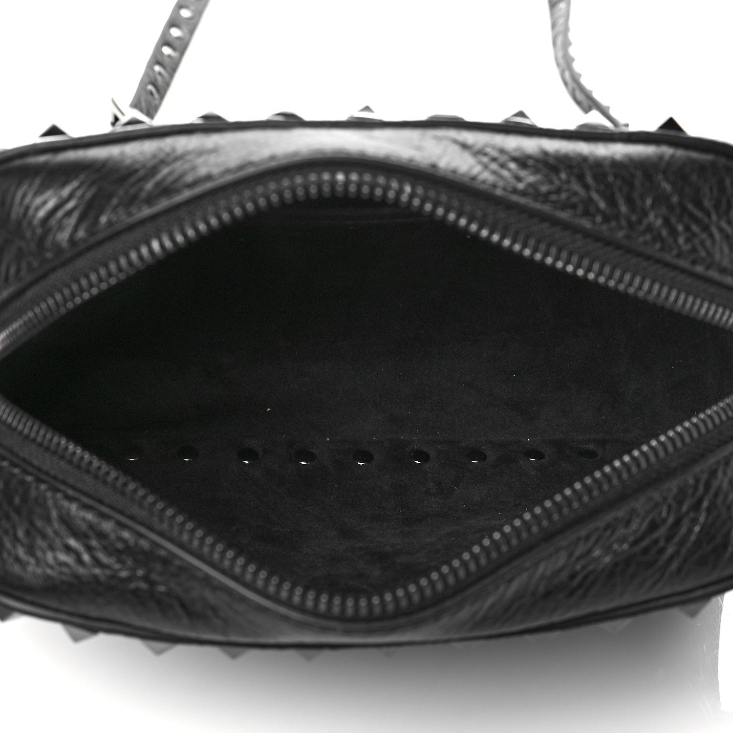 Valentino Garavani Craquele Nappa Rockstud Crystal Punk Heart Camera Crossbody Bag Black 5 of 9