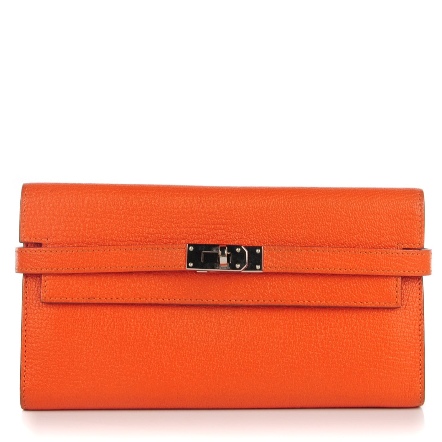 Hermes Chevre Mysore Kelly Longue Wallet Feu 1 of 17
