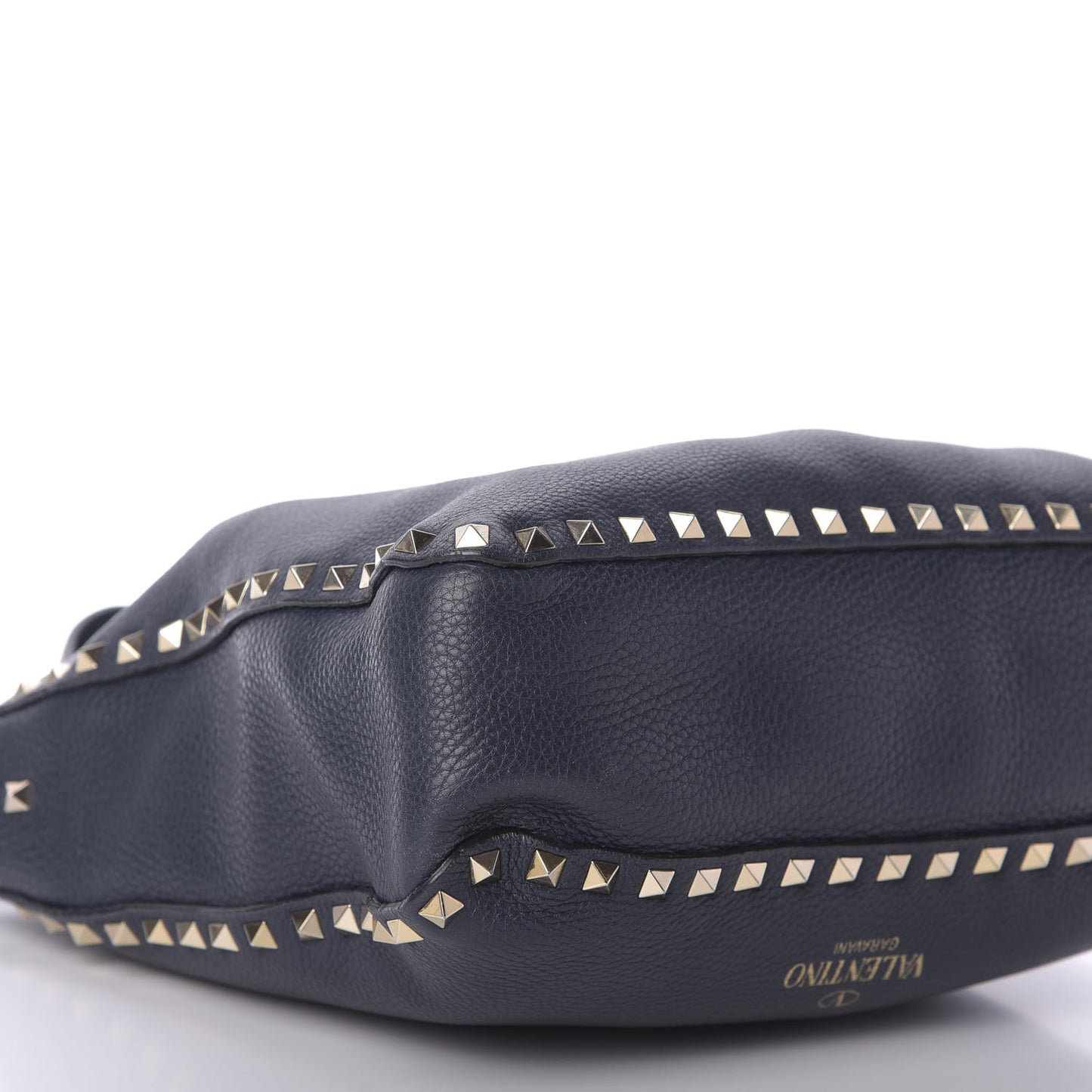 Pebbled Calfskin Small Rockstud Flip-Lock Messenger Bag Marine