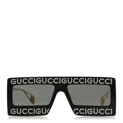 Gucci Acetate Crystal Mask-Frame Sunglasses GG0431S Black 2 of 7