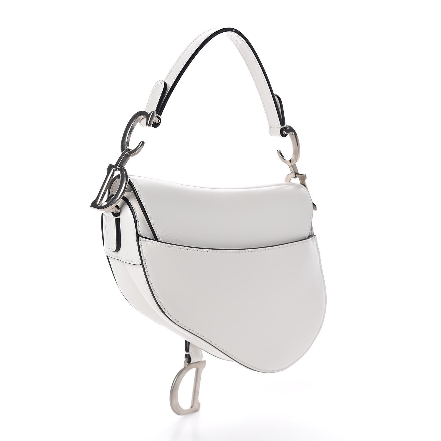 Christian Dior Grained Calfskin Mini Saddle Bag White 3 of 11