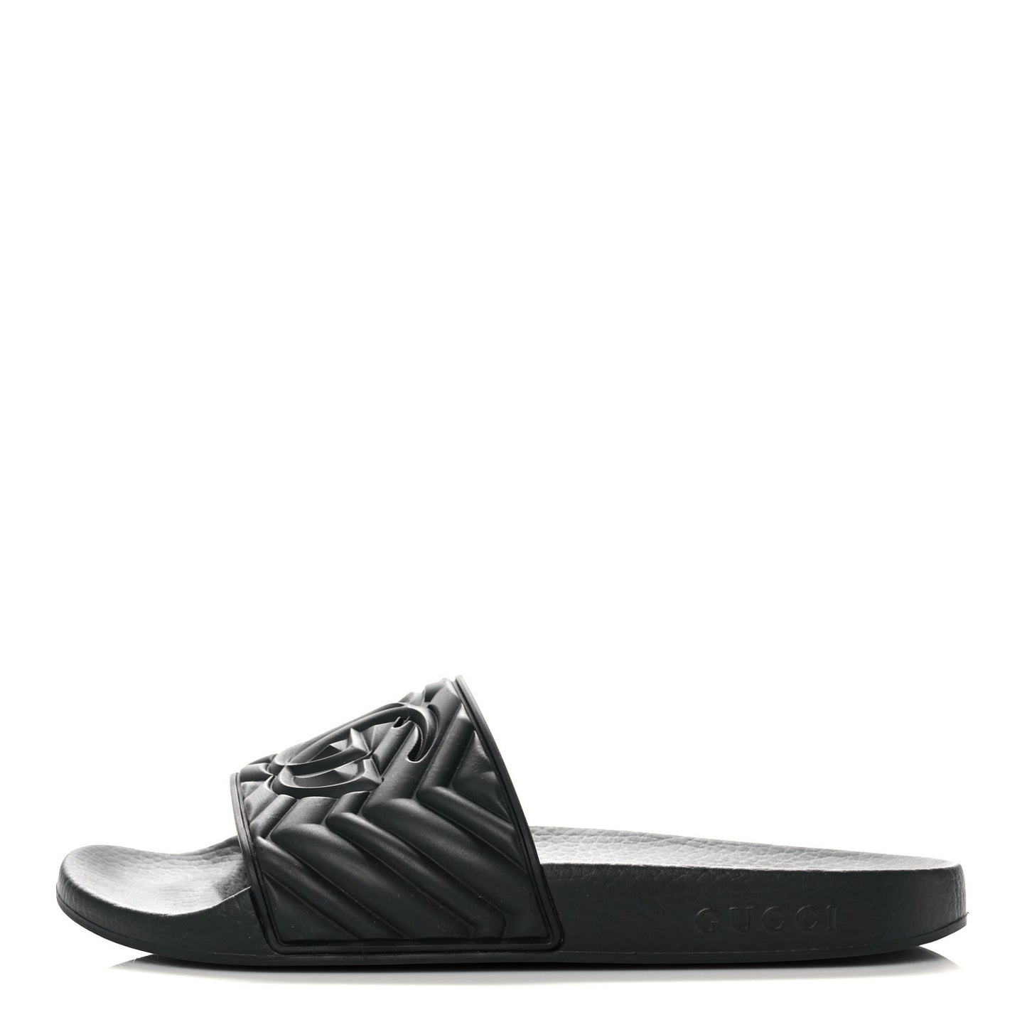 Rubber Matelasse Womens Slide Sandals 41 Black