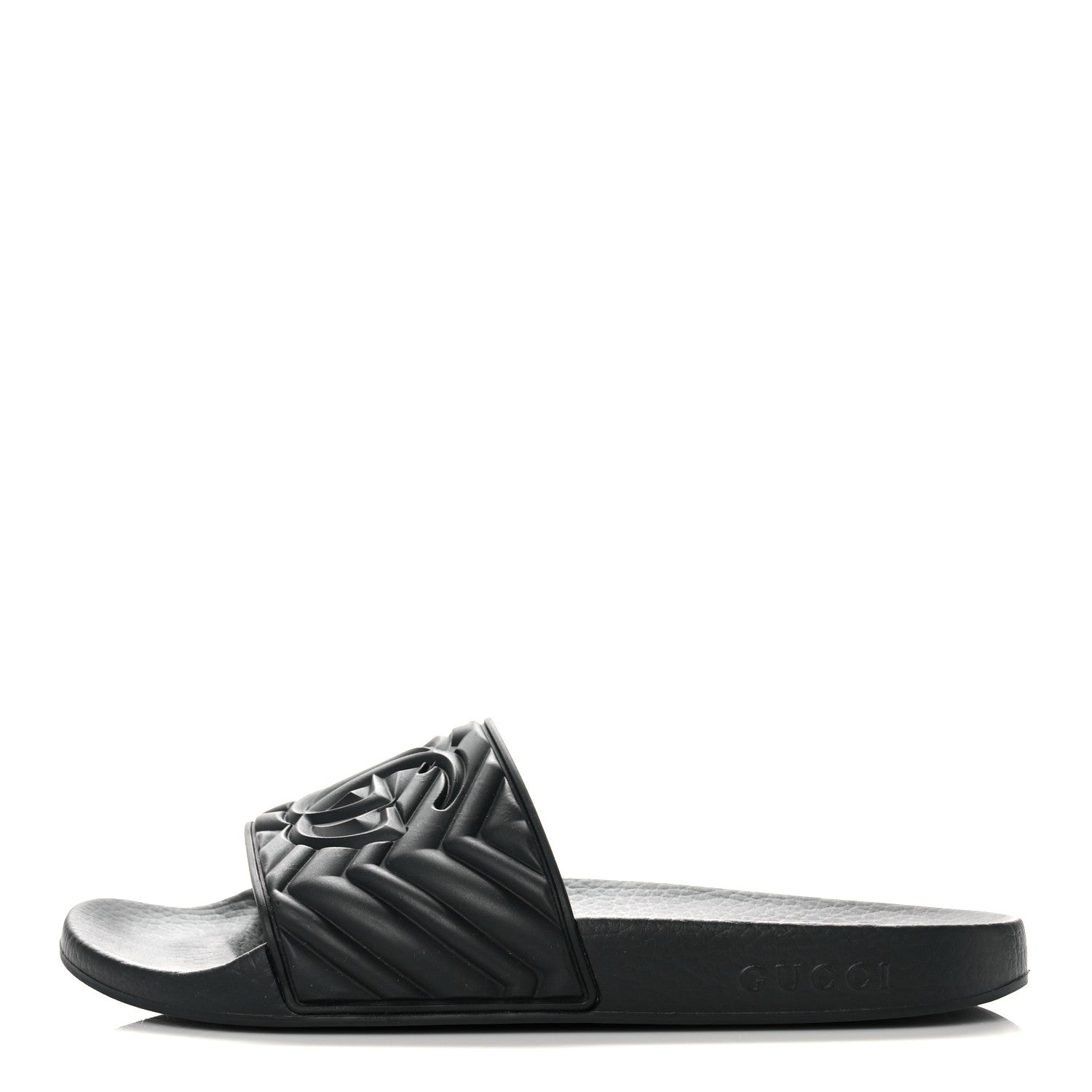 Gucci Rubber Matelasse Womens Slide Sandals 41 Black 1 of 9