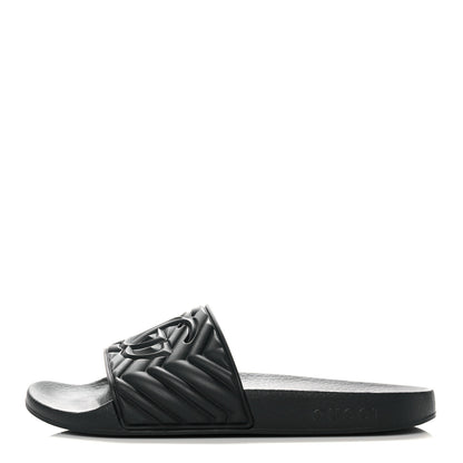 Gucci Rubber Matelasse Womens Slide Sandals 41 Black 1 of 9