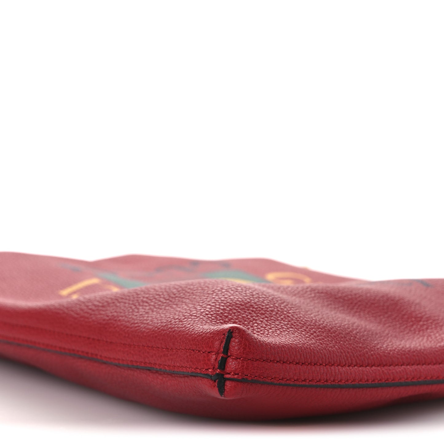 Pebbled Calfskin Medium Logo Portfolio Clutch Hibiscus Red