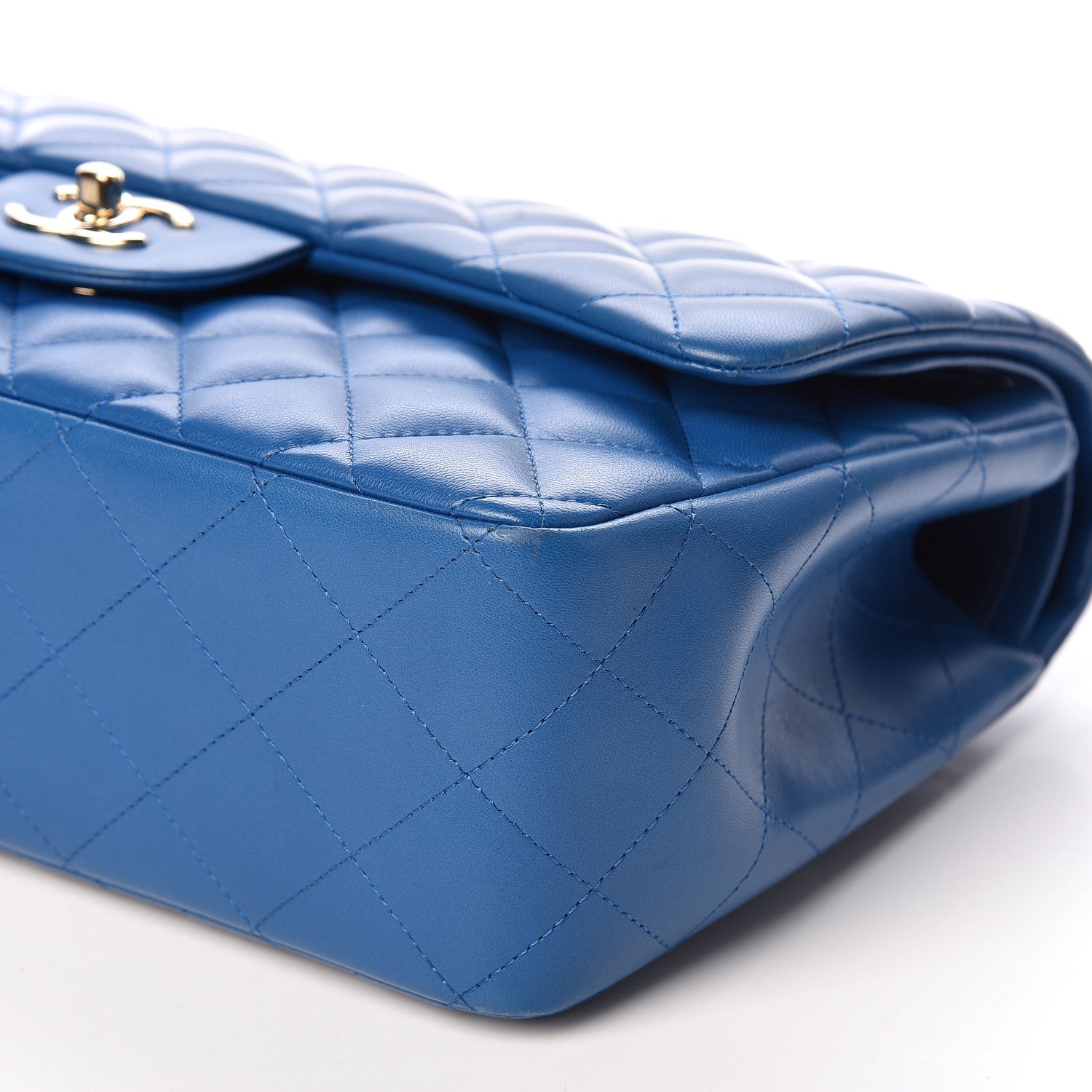 Chanel Lambskin Quilted Jumbo Double Flap Blue 9 of 13