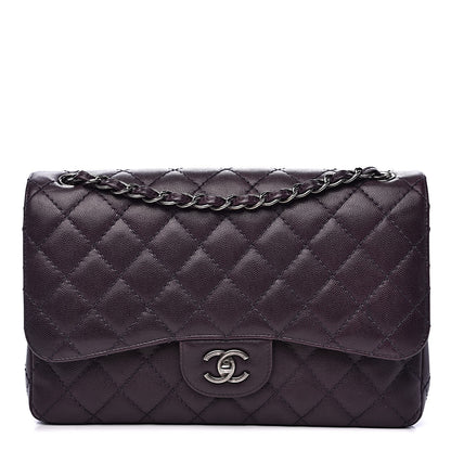 Chanel Caviar Quilted Jumbo Double Flap Dark Purple 1 of 17