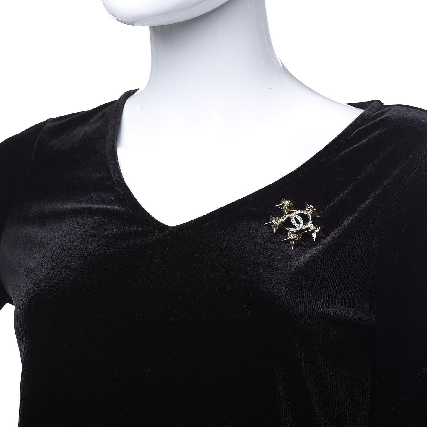 Baguette Crystal CC Star Brooch Gold
