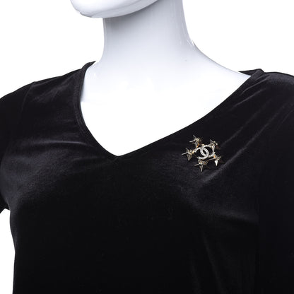 Chanel Baguette Crystal CC Star Brooch Gold 2 of 4
