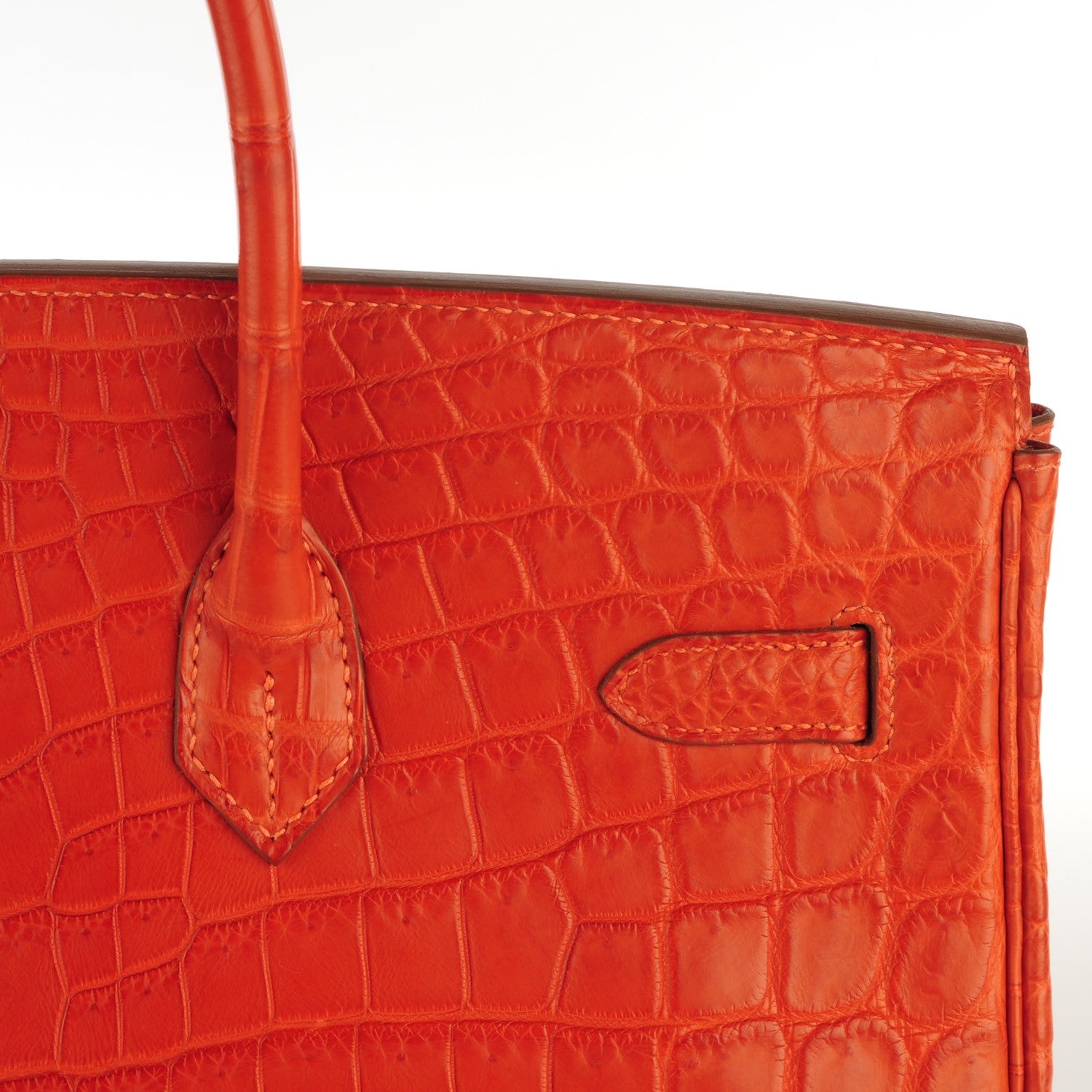 Hermes Matte Niloticus Crocodile Birkin 35 Orange 15 of 29