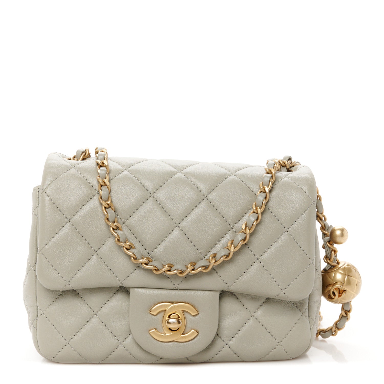 Chanel Lambskin Quilted Mini Pearl Crush Flap Light Grey 1 of 11