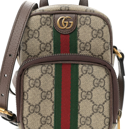Gucci GG Supreme Monogram Web Mini Ophidia Double Zip Messenger Bag Beige New Acero 8 of 11