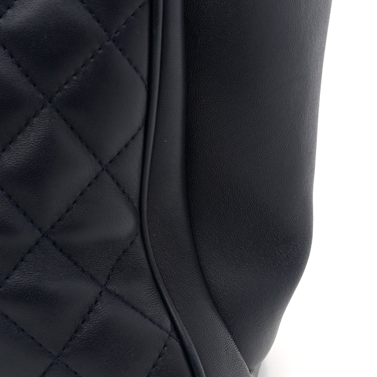 Lambskin Quilted Shopping Tote Navy