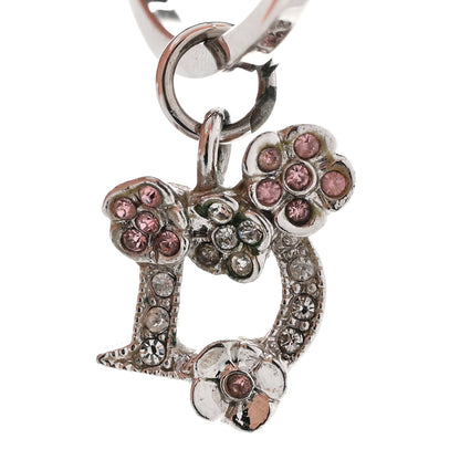 Christian Dior Crystal Flower Hoop Earrings Silver Pink 4 of 7