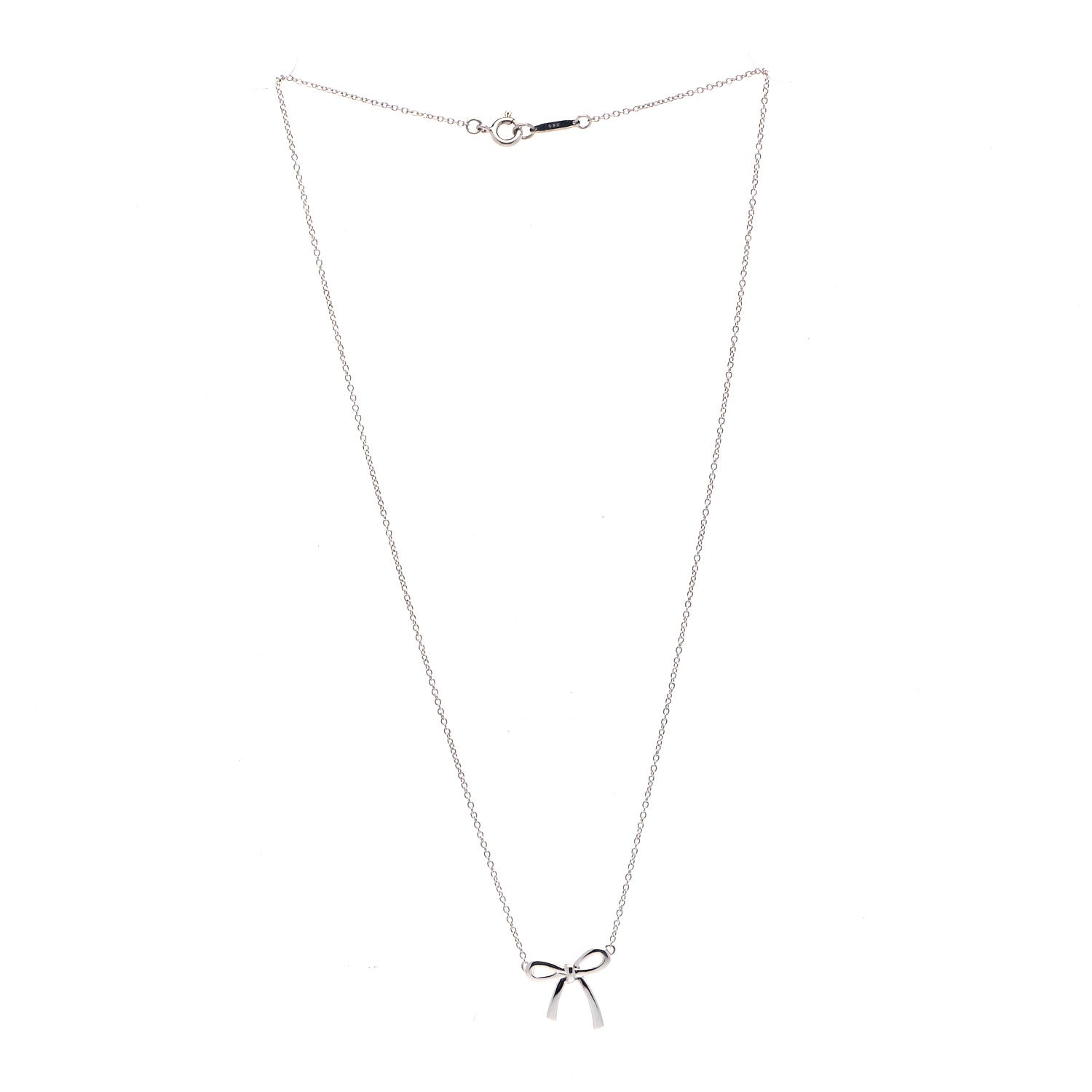 Tiffany Sterling Silver Small Bow Pendant Necklace 2 of 5