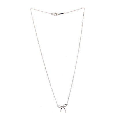 Tiffany Sterling Silver Small Bow Pendant Necklace 2 of 5