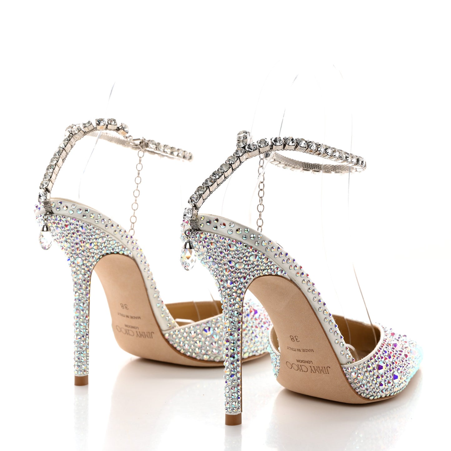Satin Crystal Saeda 100 Pumps 38 Ivory