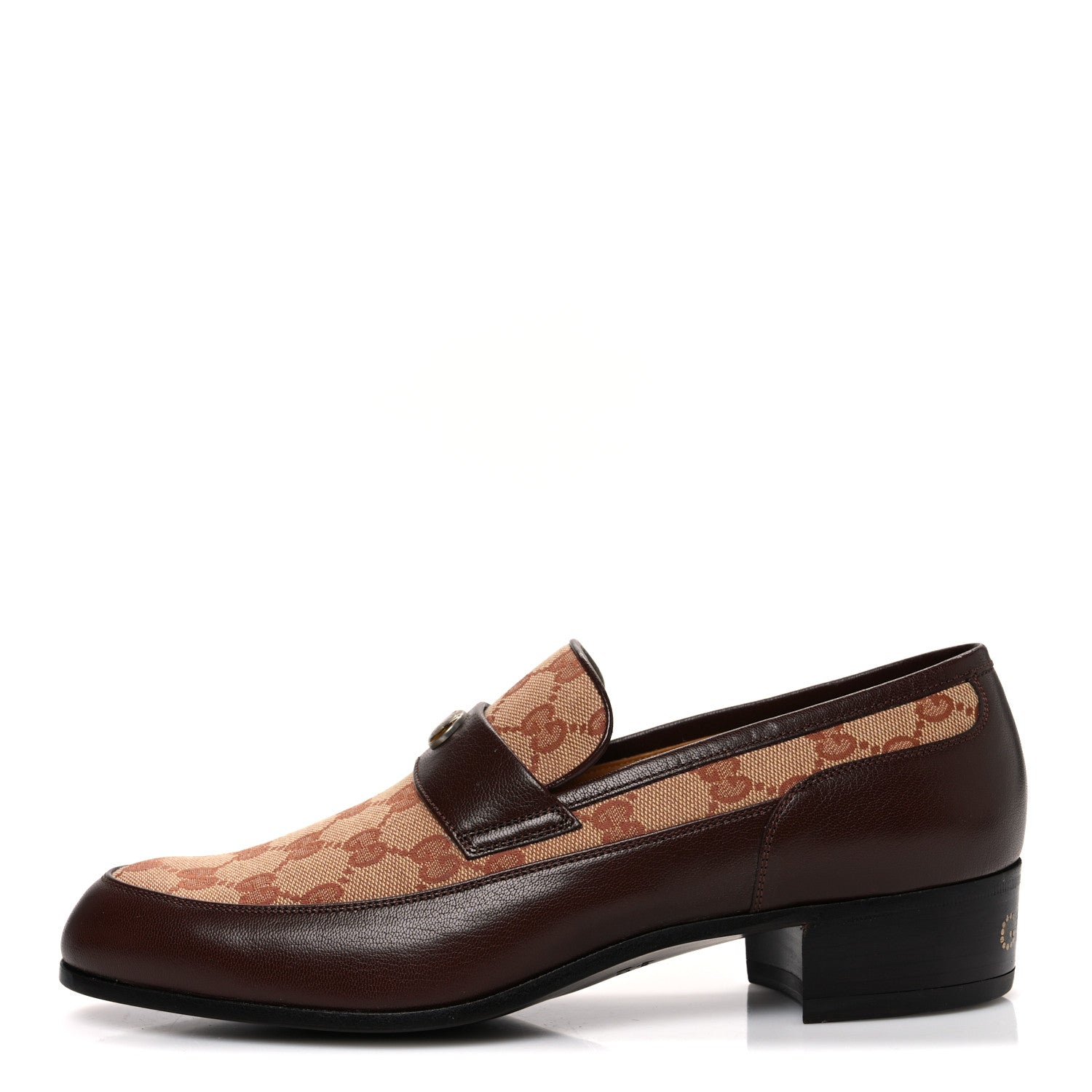 Gucci GG Monogram Goatskin Mens GG Loafers 8.5 Brown 1 of 11
