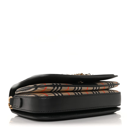 Burberry Smooth Calfskin 1983 Knight Check Link Shoulder Bag Black 4 of 9