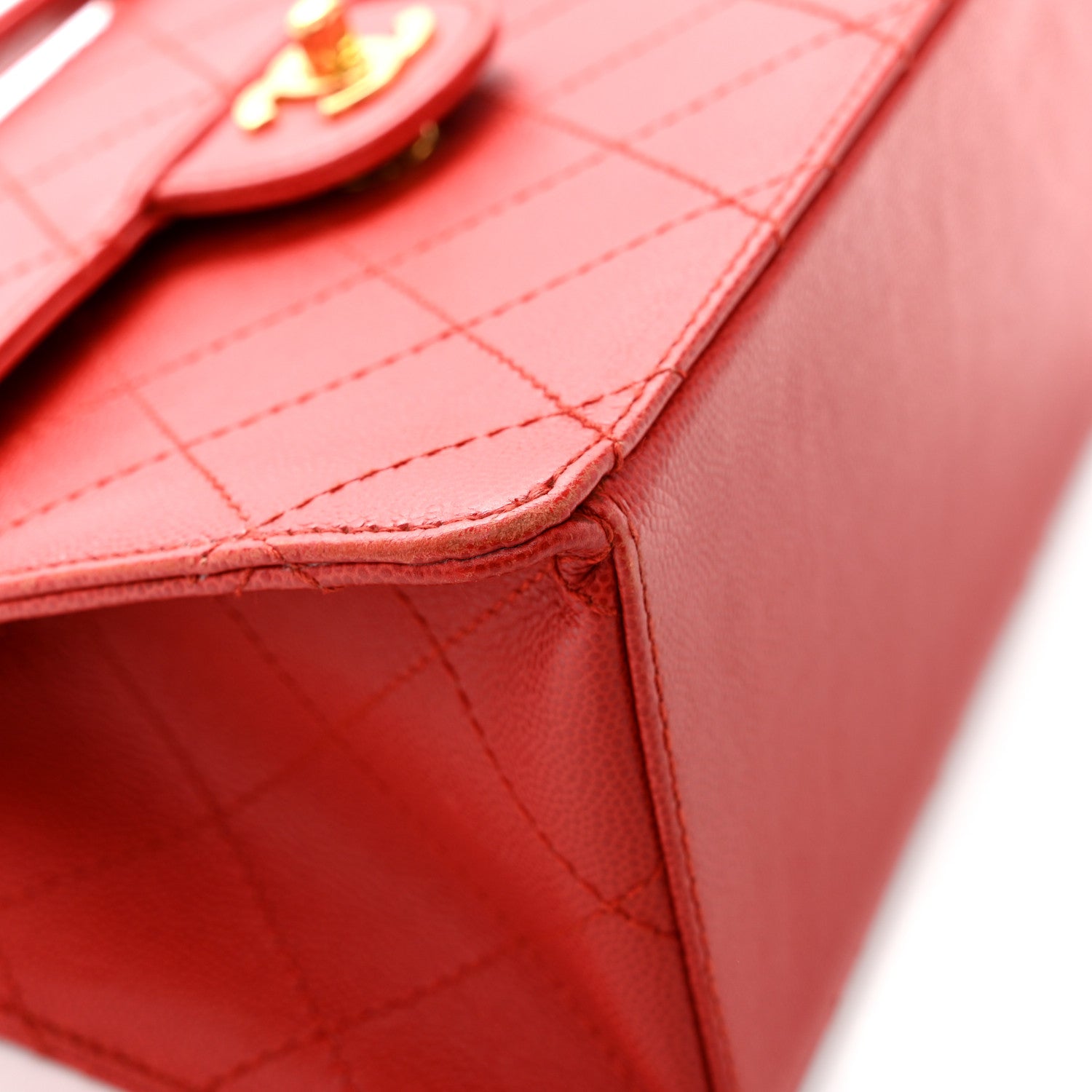 Chanel Caviar Stitched Flap Shoulder Bag Red 16 of 17