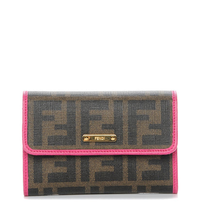 Fendi Zucca Spalmati Vitello Elite Tri-Fold Wallet Tobacco Ciclamino 1 of 10