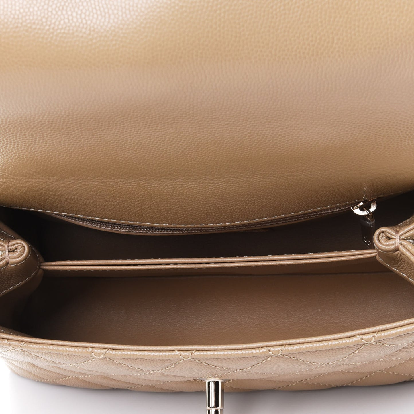 Caviar Lizard Embossed Quilted Mini Coco Handle Flap Dark Beige