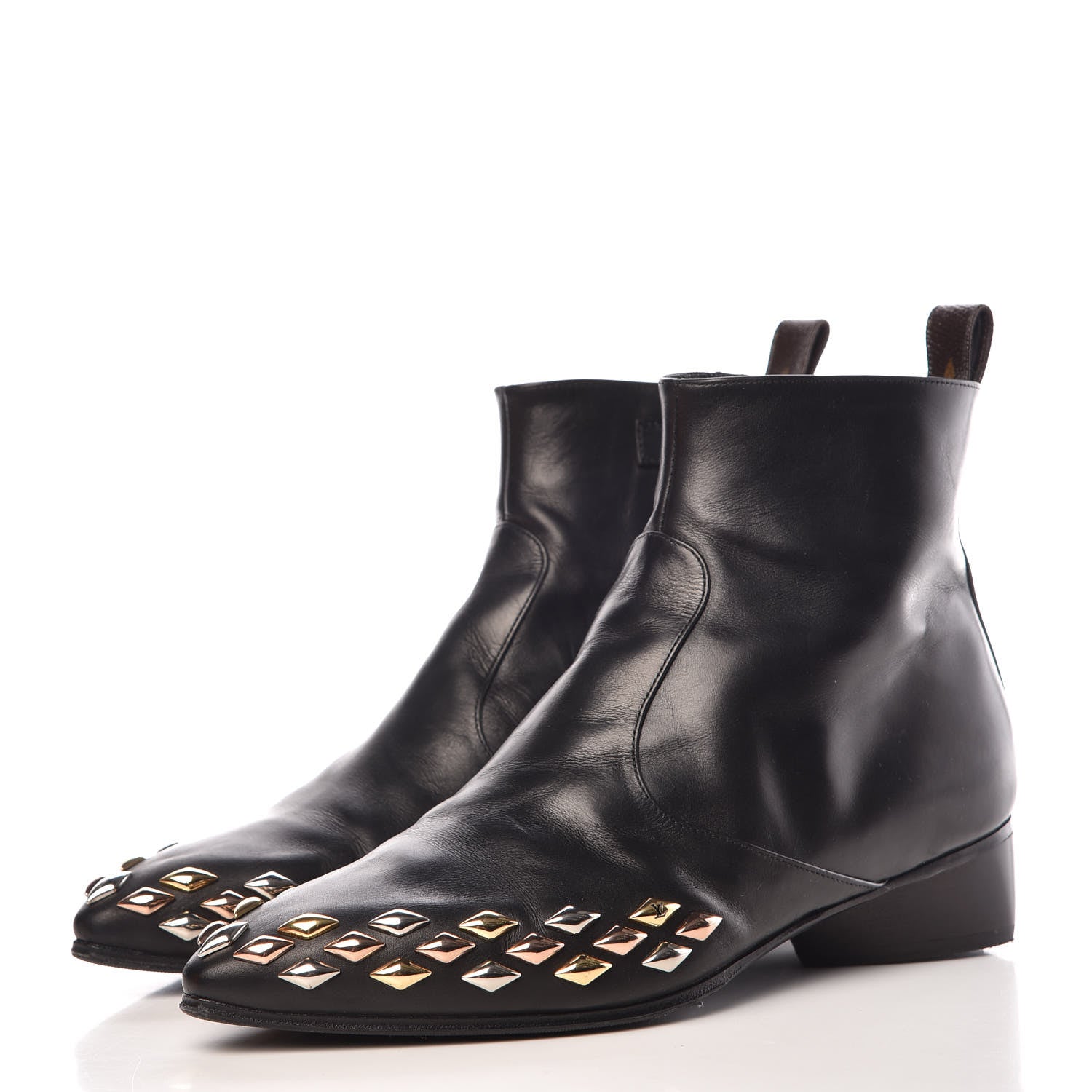 Louis Vuitton Calfskin Studded Gold Rush Flat Ankle Boots 39 Black 3 of 14