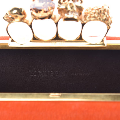 Alexander McQueen Calf Hair Long Skull Box Clutch Orange 6 of 8