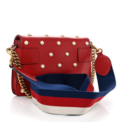 Gucci Nappa Pearl Studded Mini Queen Margaret Broadway Shoulder Bag Hibiscus Red 3 of 11