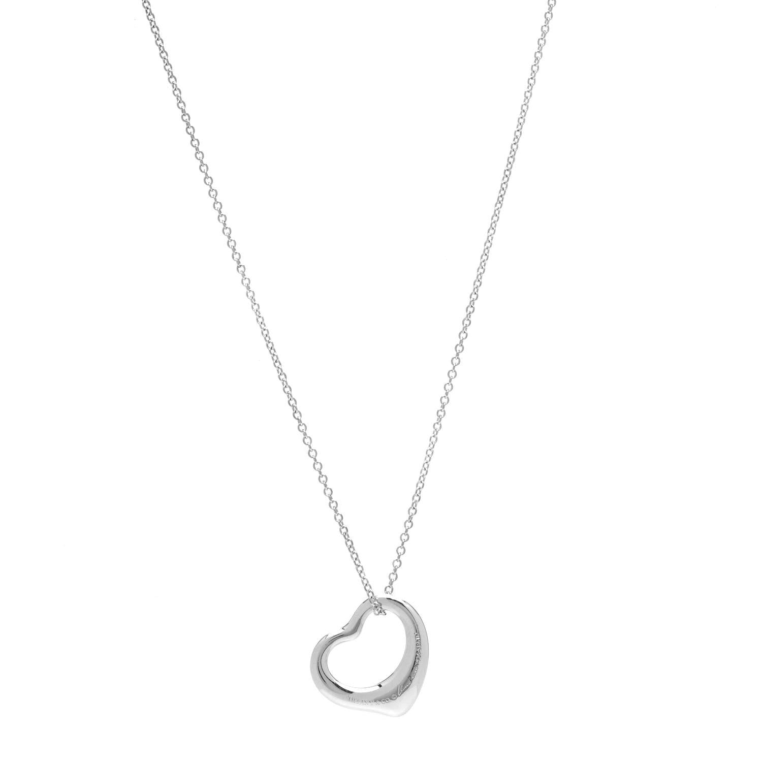 Tiffany Sterling Silver 16mm Elsa Peretti Open Heart Pendant Necklace 1 of 5