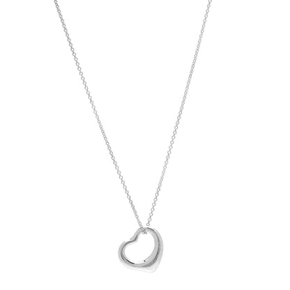 Tiffany Sterling Silver 16mm Elsa Peretti Open Heart Pendant Necklace 1 of 5