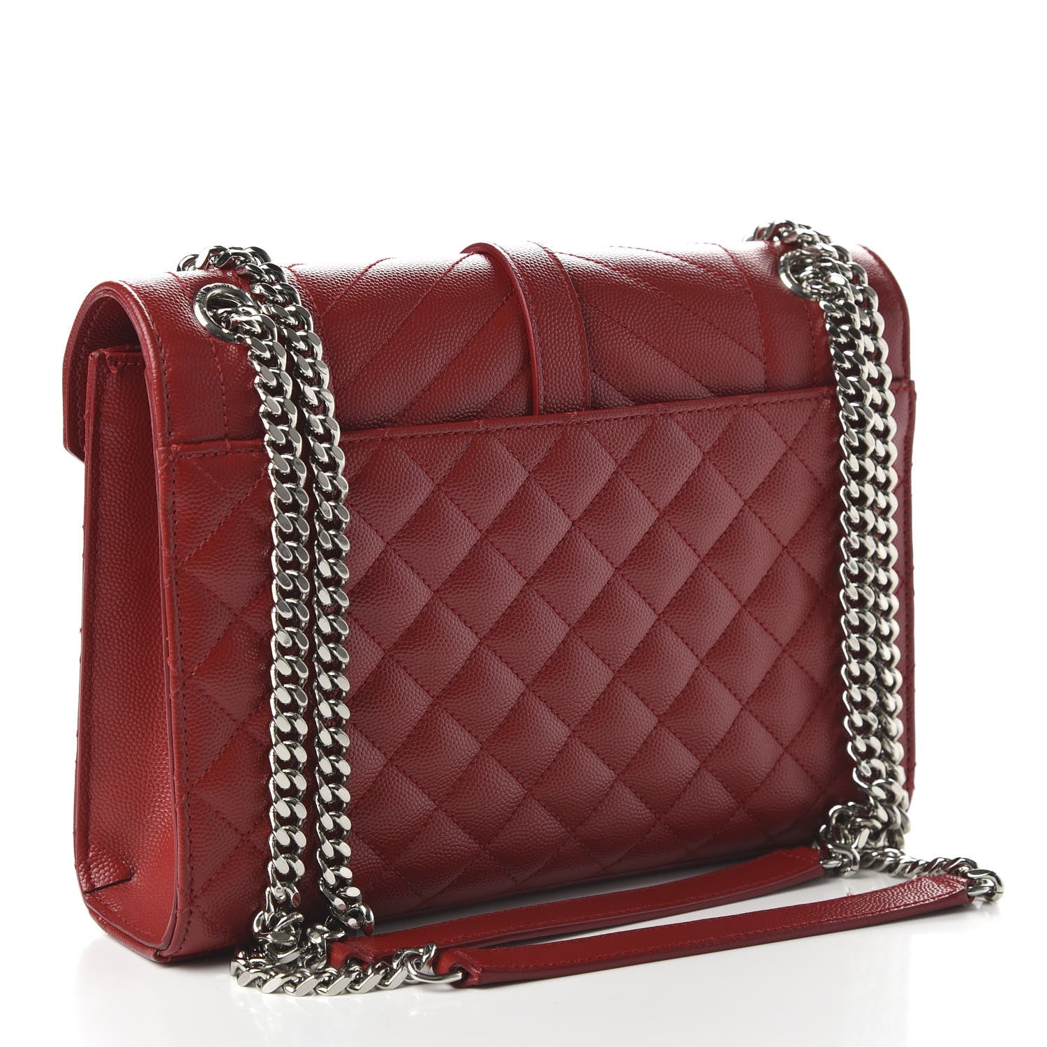 Saint Laurent Grain De Poudre Textured Mixed Matelasse Triquilt Medium Monogram Satchel Rouge Eros 3 of 10