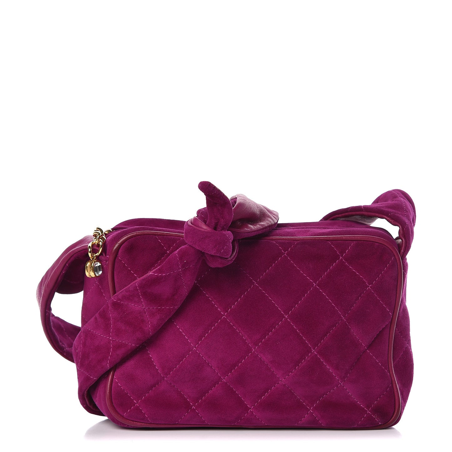 Suede Quilted CC Camera Crossbody Purple