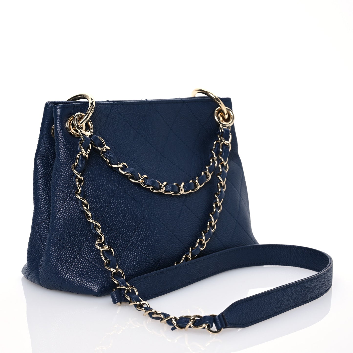 Caviar Quilted Small City Walk Hobo Navy Blue