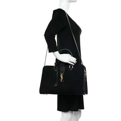 Saint Laurent Suede Calfskin Medium Monogram Cabas Black 2 of 13