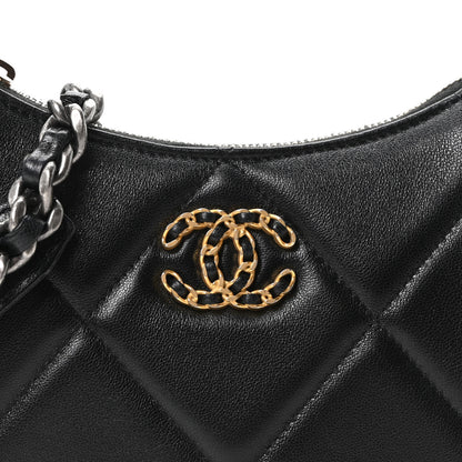 Chanel Lambskin Quilted Chanel 19 Hobo Clutch With Chain Black 8 of 10
