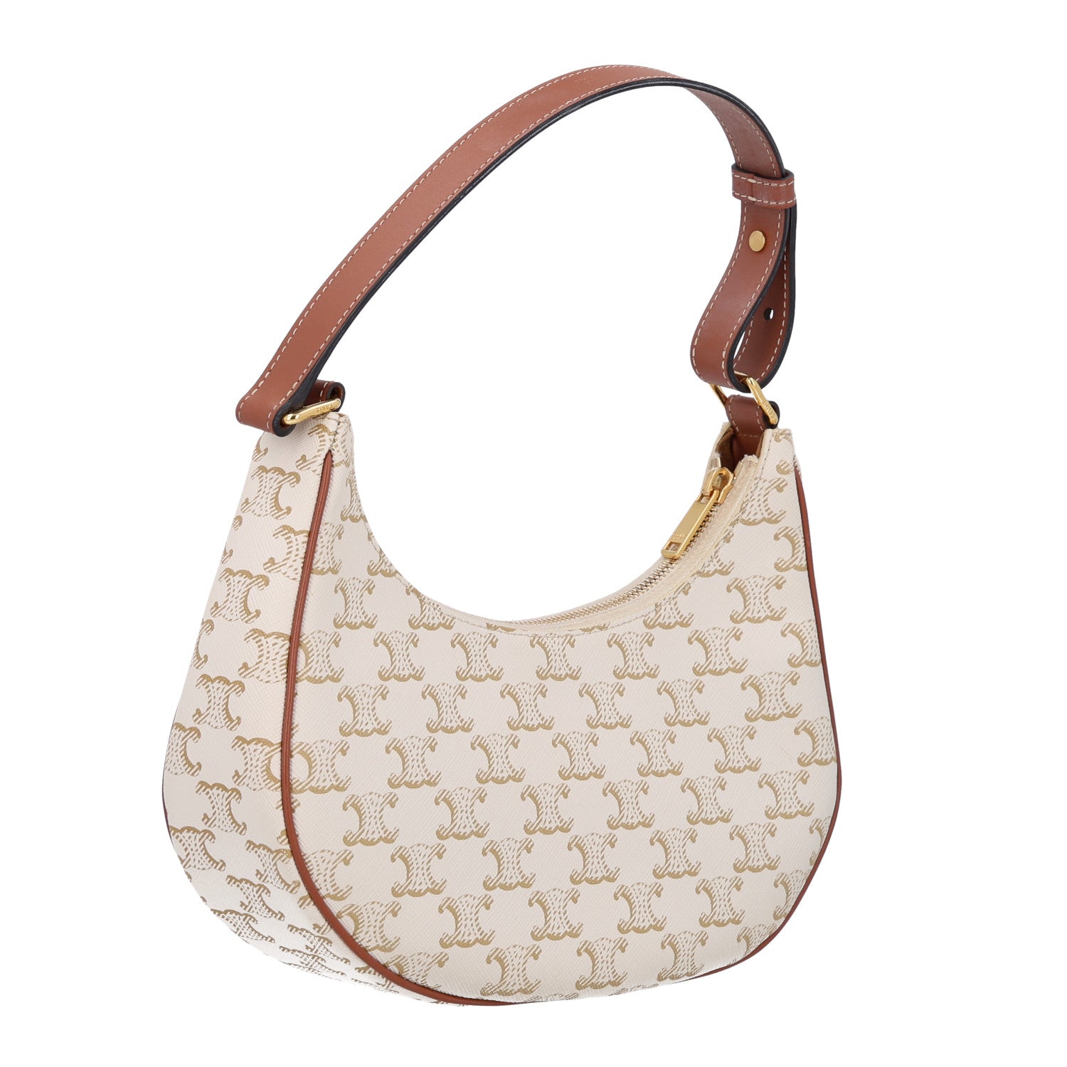 Celine Canvas Calfskin Ava Triomphe Shoulder Bag White 2 of 10
